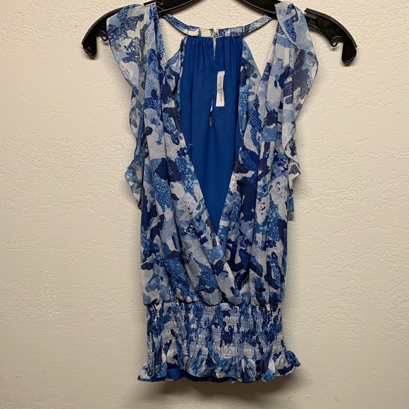 Ramy Brook Tops - Ramy Brook Blue Patterned Sleeveless Blouse